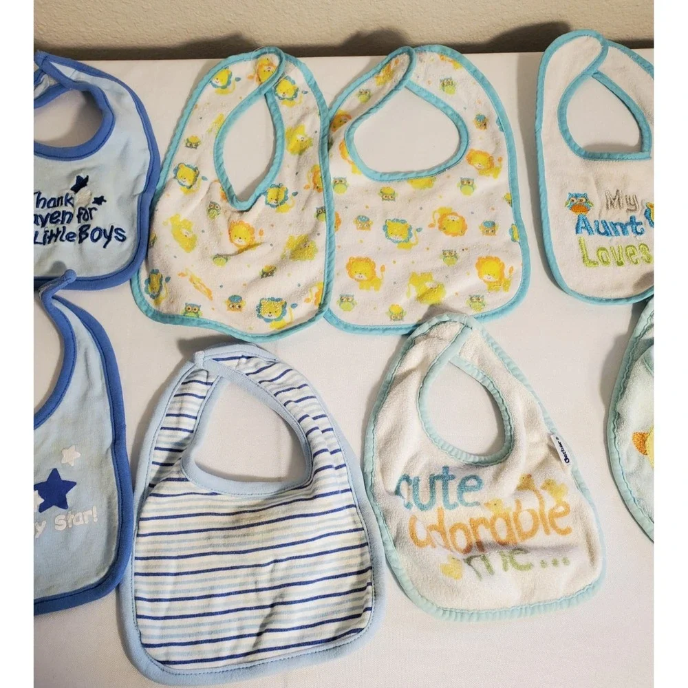 Baby Boy Feeding Drool Bibs Lot of 13